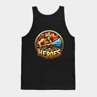 Heroic Firefighter Battling Blaze Tank Top